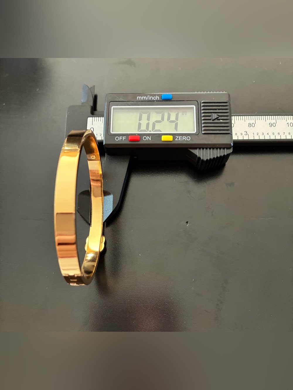 Gold Crystal CC Logo Hinged Bangle Bracelet - Picture 9 of 9